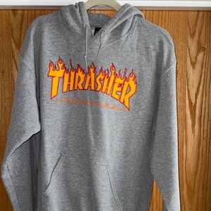 Thrasher Gray Flame Hoodie